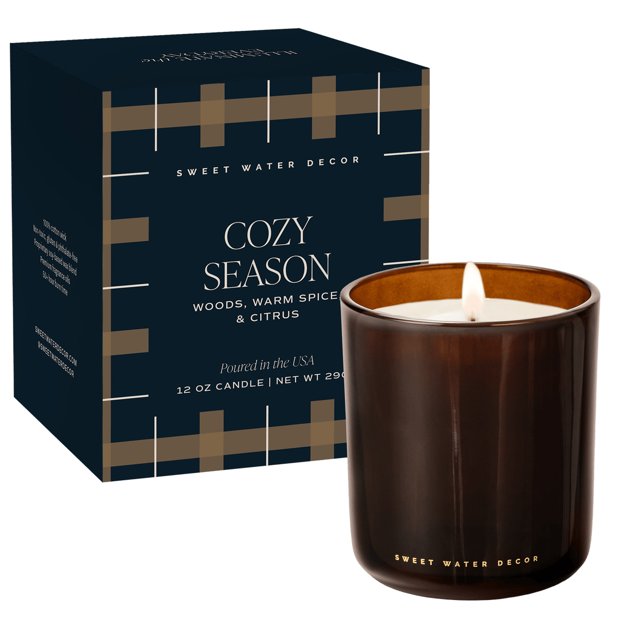 Cozy Season Soy Candle - Amber Tinted Glass Jar