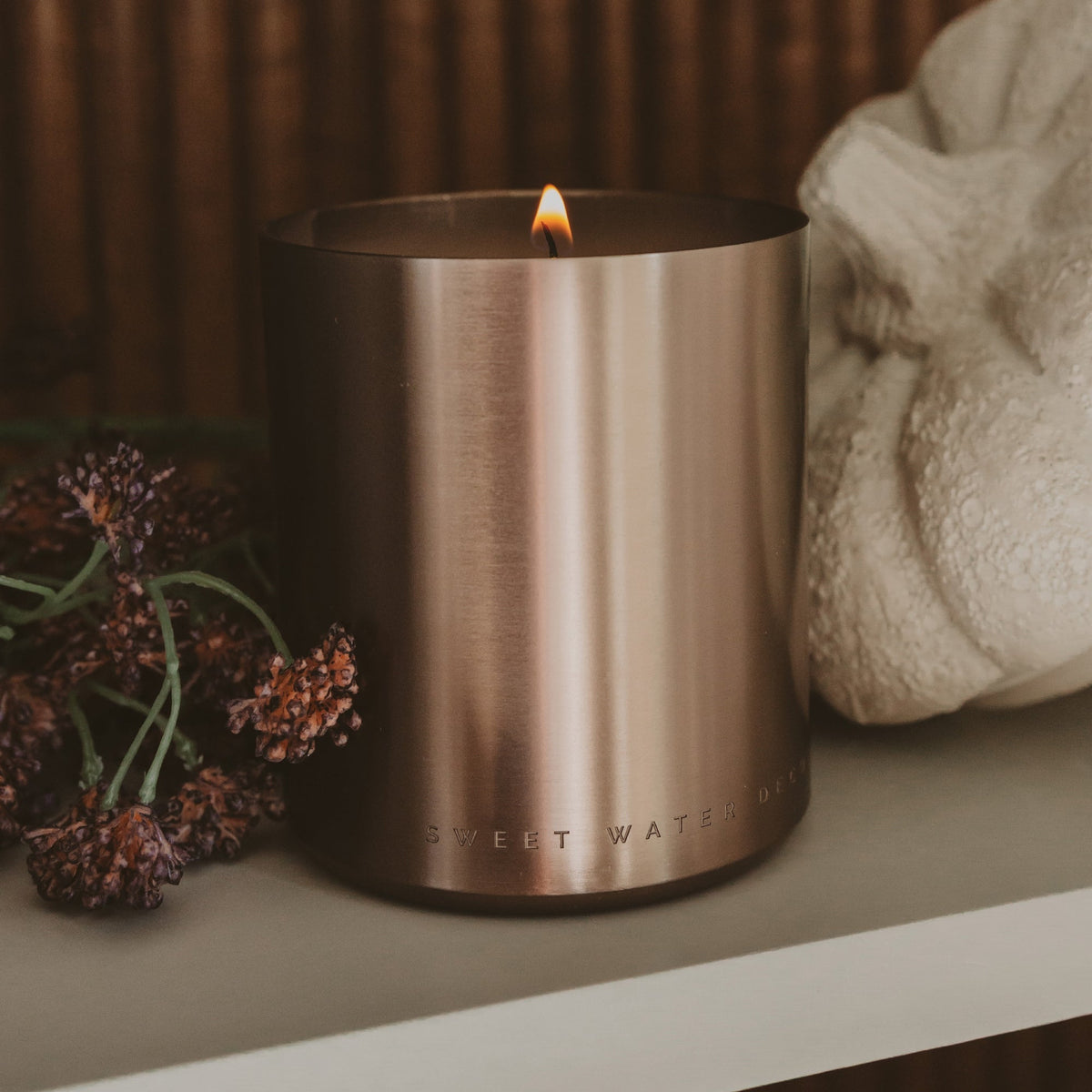 Hello Fall Soy Candle - Bronze Metal Aluminum Jar