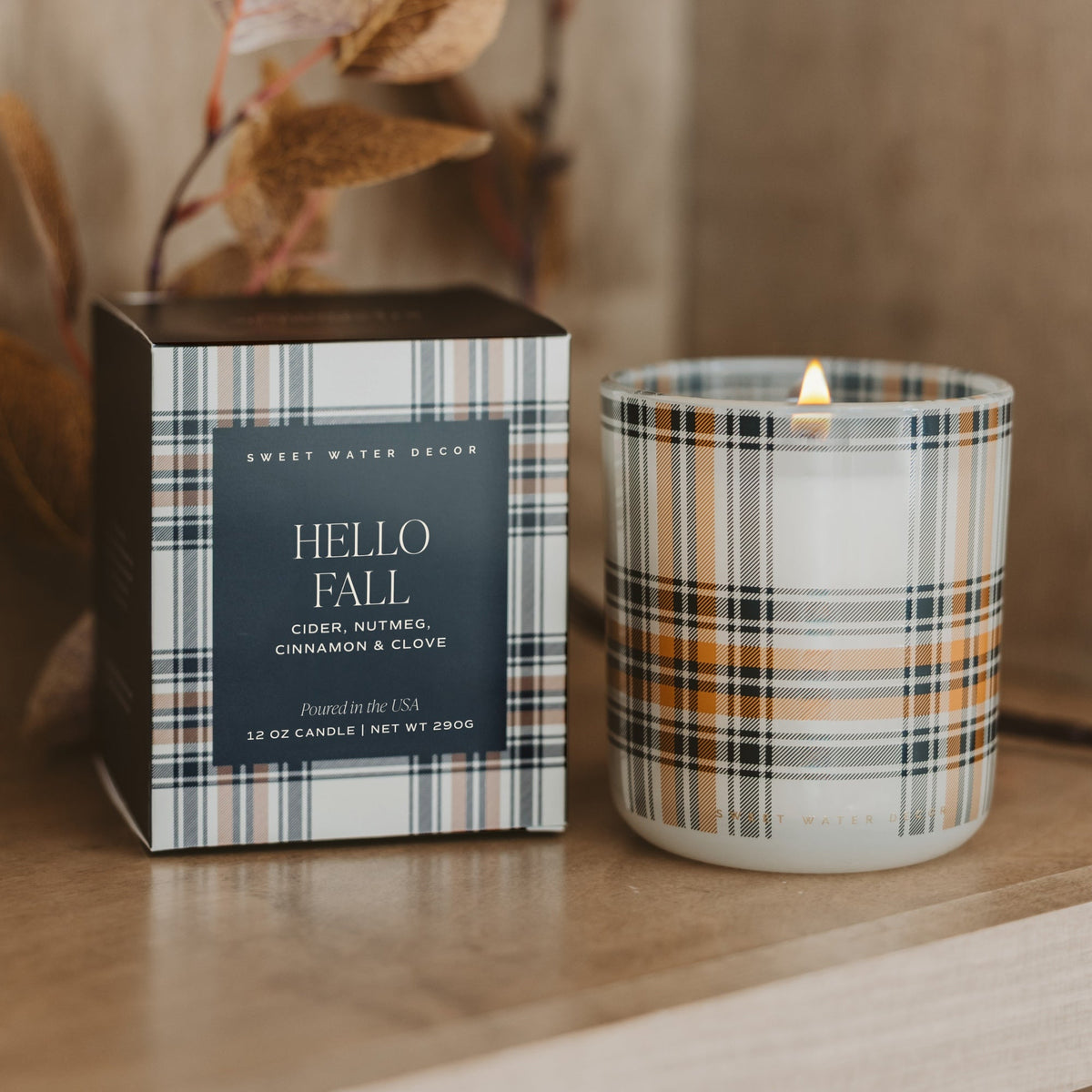 Hello Fall Soy Candle - Boxed Tinted Glass Jar