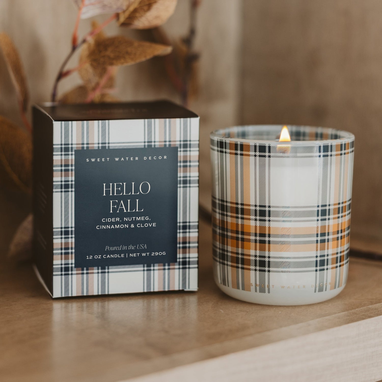 Hello Fall Soy Candle - Boxed Tinted Glass Jar