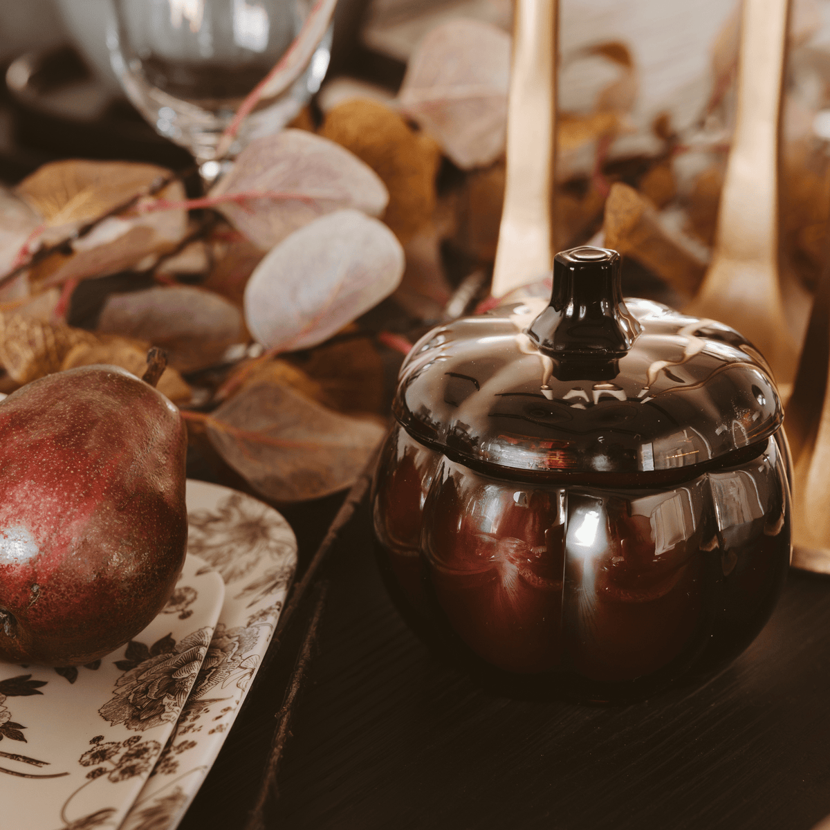Hello Fall Soy Candle - Amber Glass Pumpkin Jar