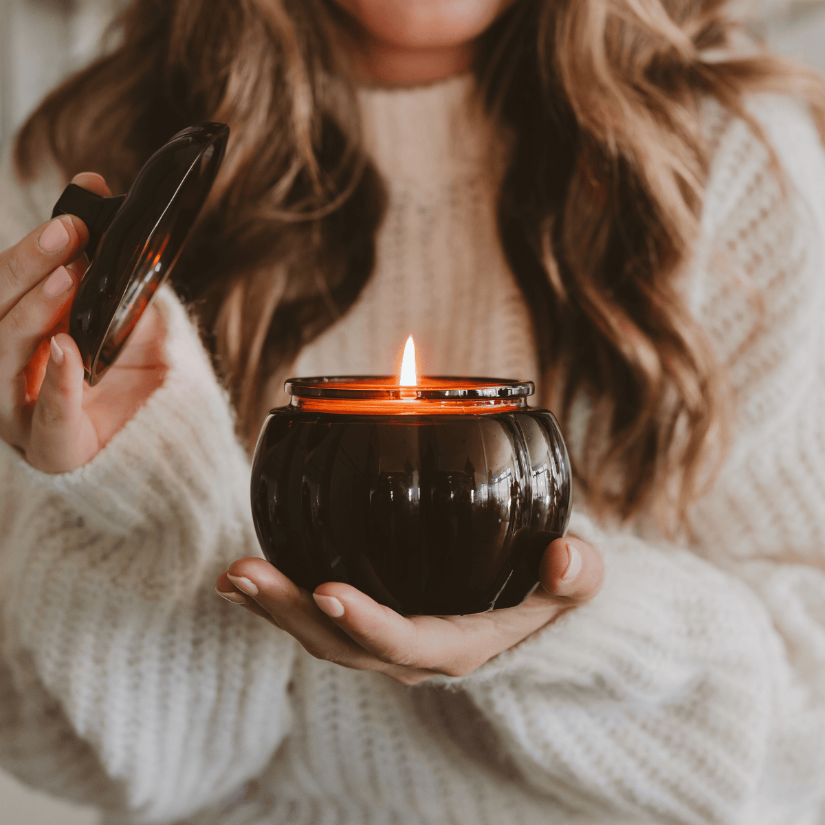 Hello Fall Soy Candle - Amber Glass Pumpkin Jar