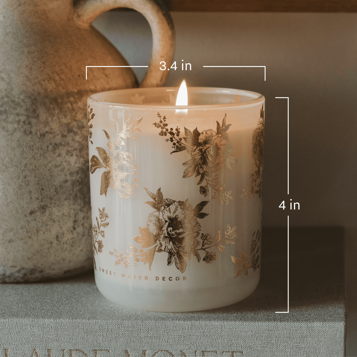 Fresh Apple Blossom Gold Floral Candle