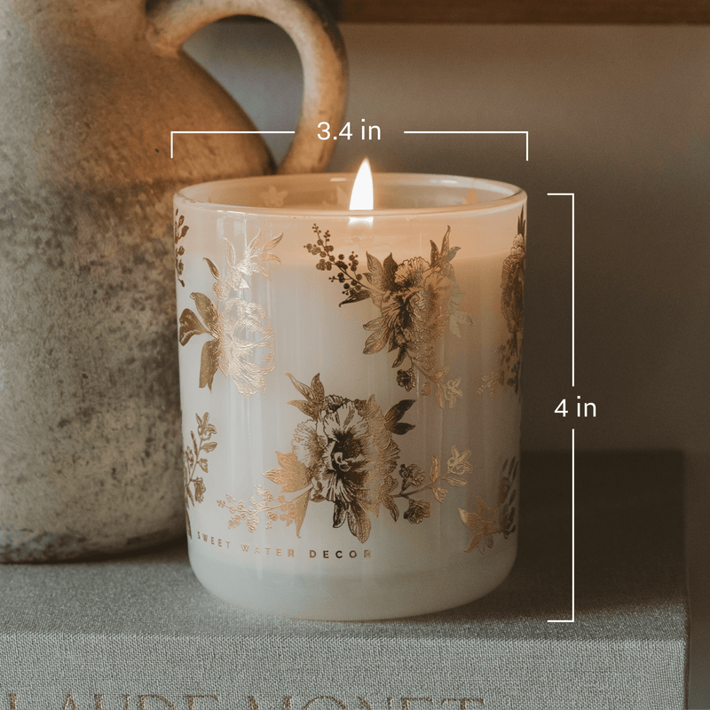 Fresh Apple Blossom Gold Floral Candle