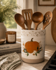 Floral Pumpkin Stoneware Utensil Crock