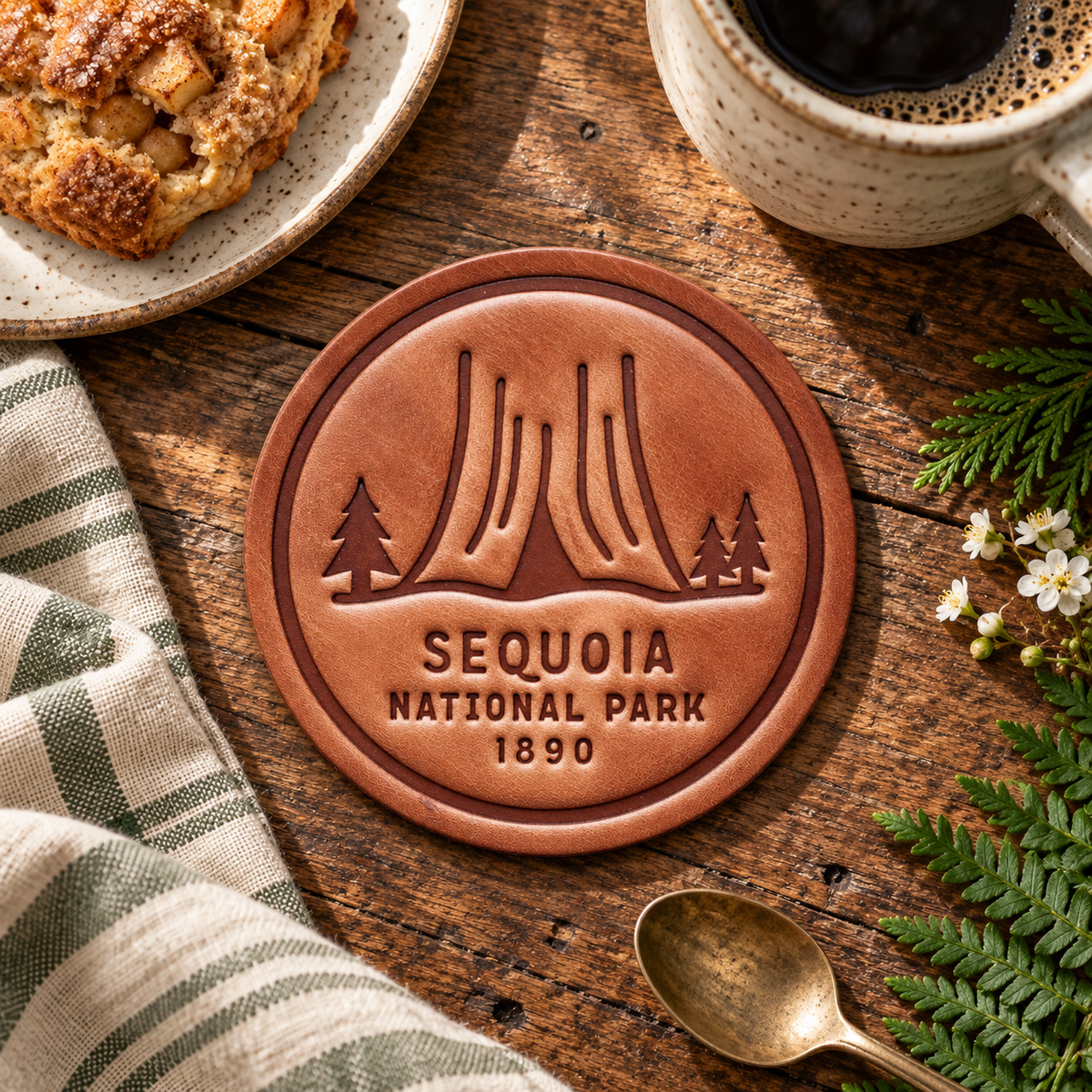 Sequoia National Park Leather Coaster