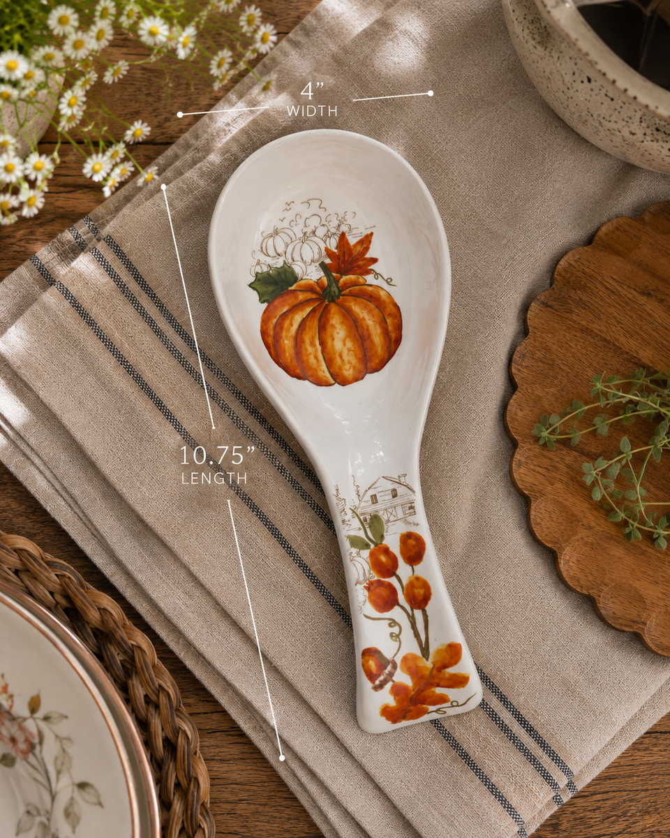 Farmhouse Pumpkin Ceramic Spoon Rest