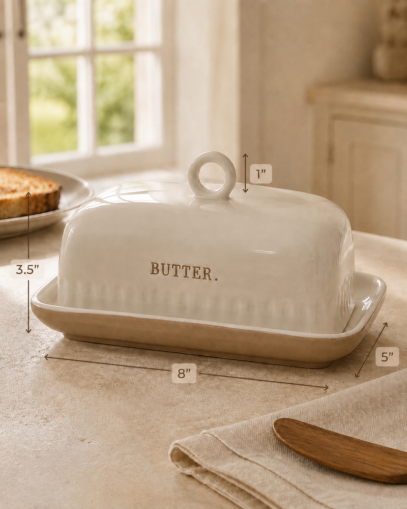Heirloom Cream Ceramic Butter Dish
