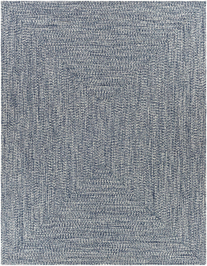 Blue Braided Faux Jute Outdoor Rug