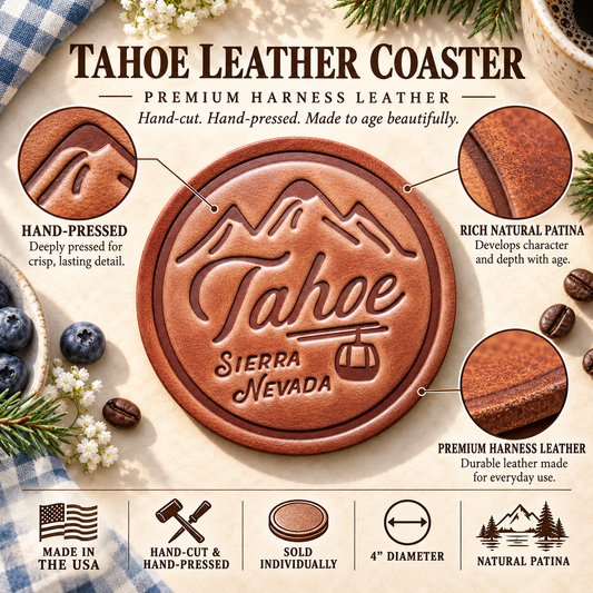Tahoe Sierra Nevada Leather Coaster