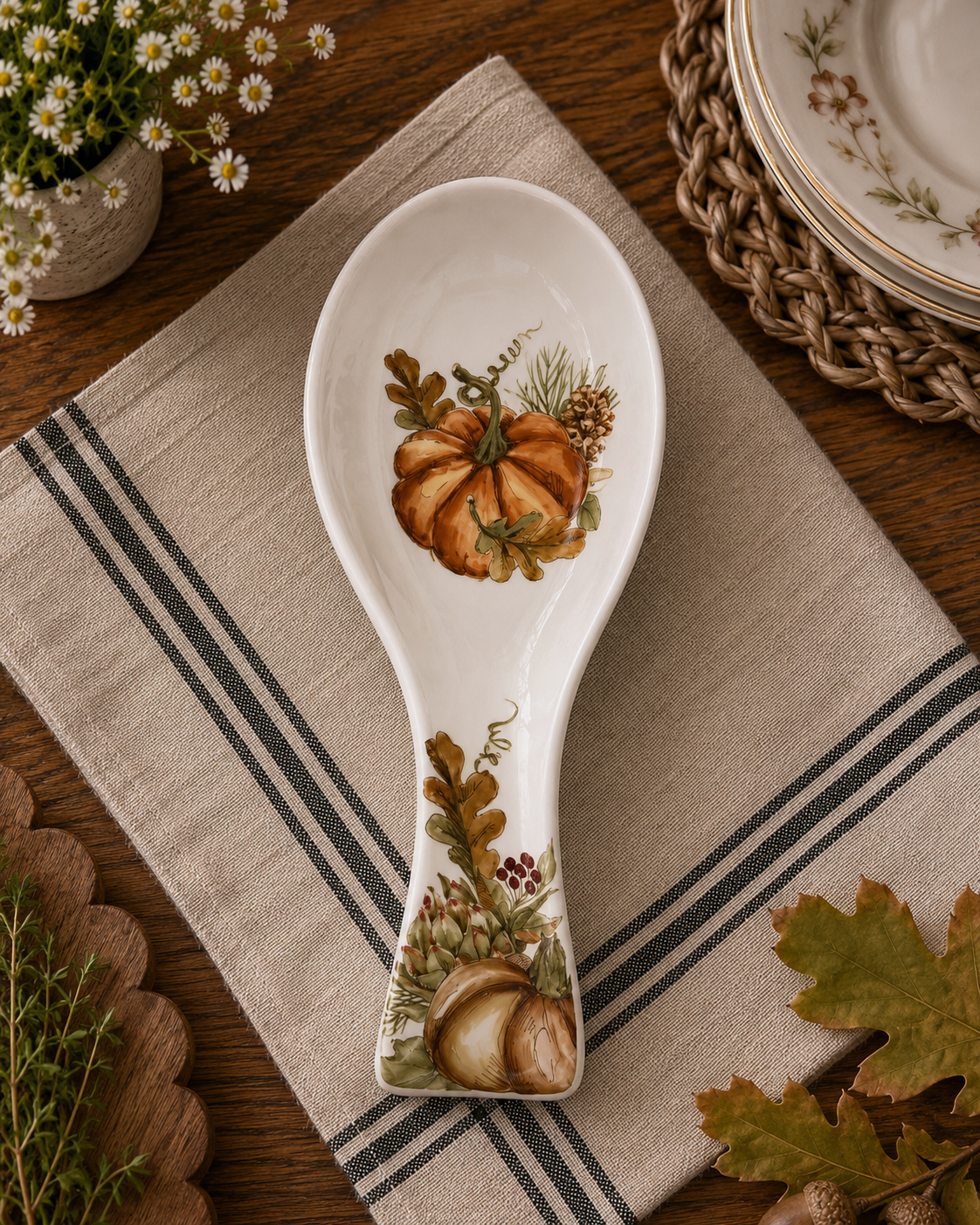 Cottage Pumpkin Ceramic Spoon Rest