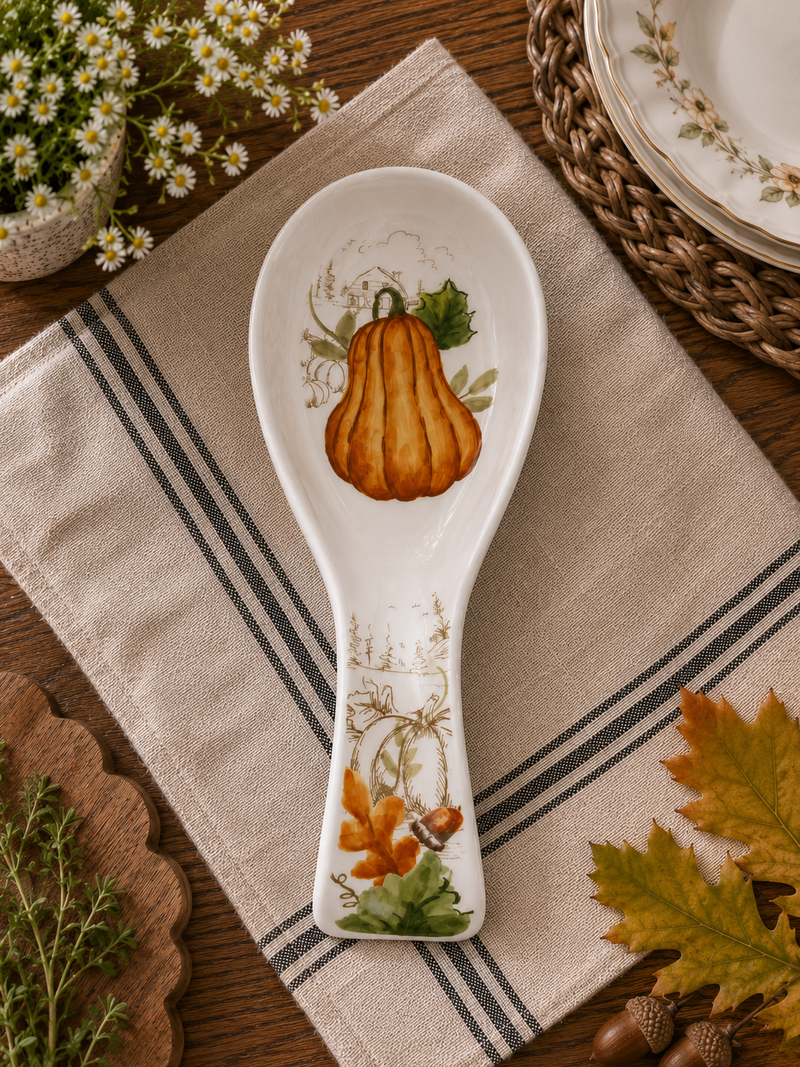 Farmhouse Pumpkin Gourd Ceramic Spoon Rest