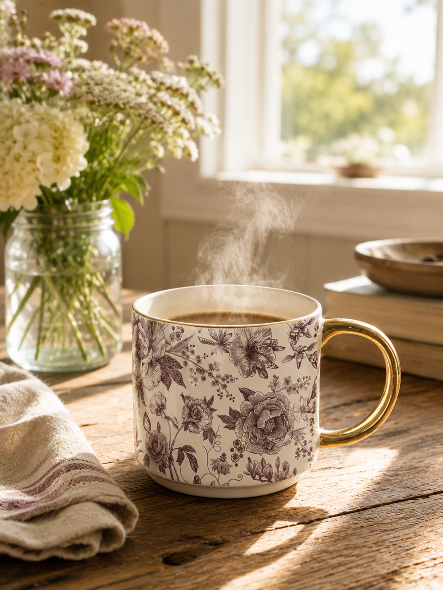 Brown Delft Coffee Mug