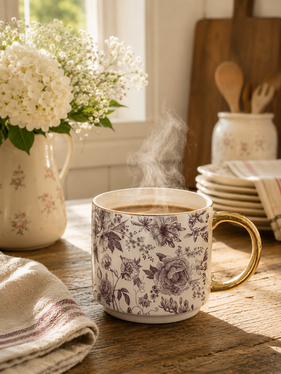 Brown Delft Coffee Mug