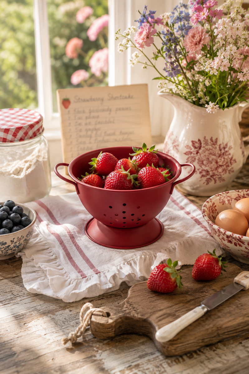 Matte Steel Red Colander - Small