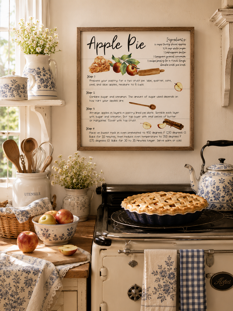 Apple Pie Recipe Farmhouse Kitchen Sign