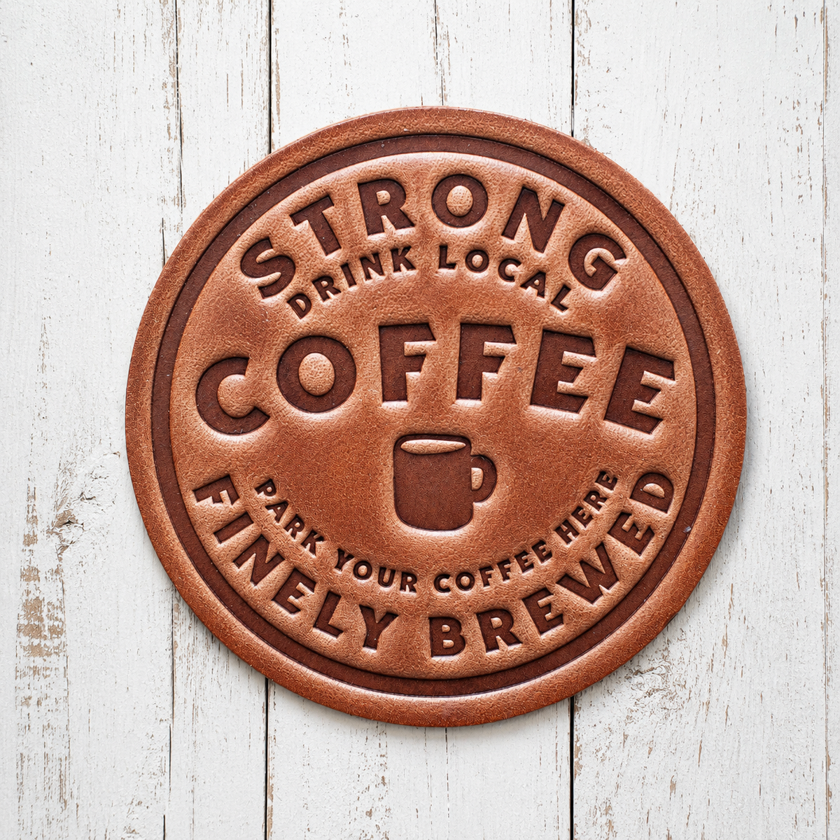 Strong Coffee Leather Coaster
