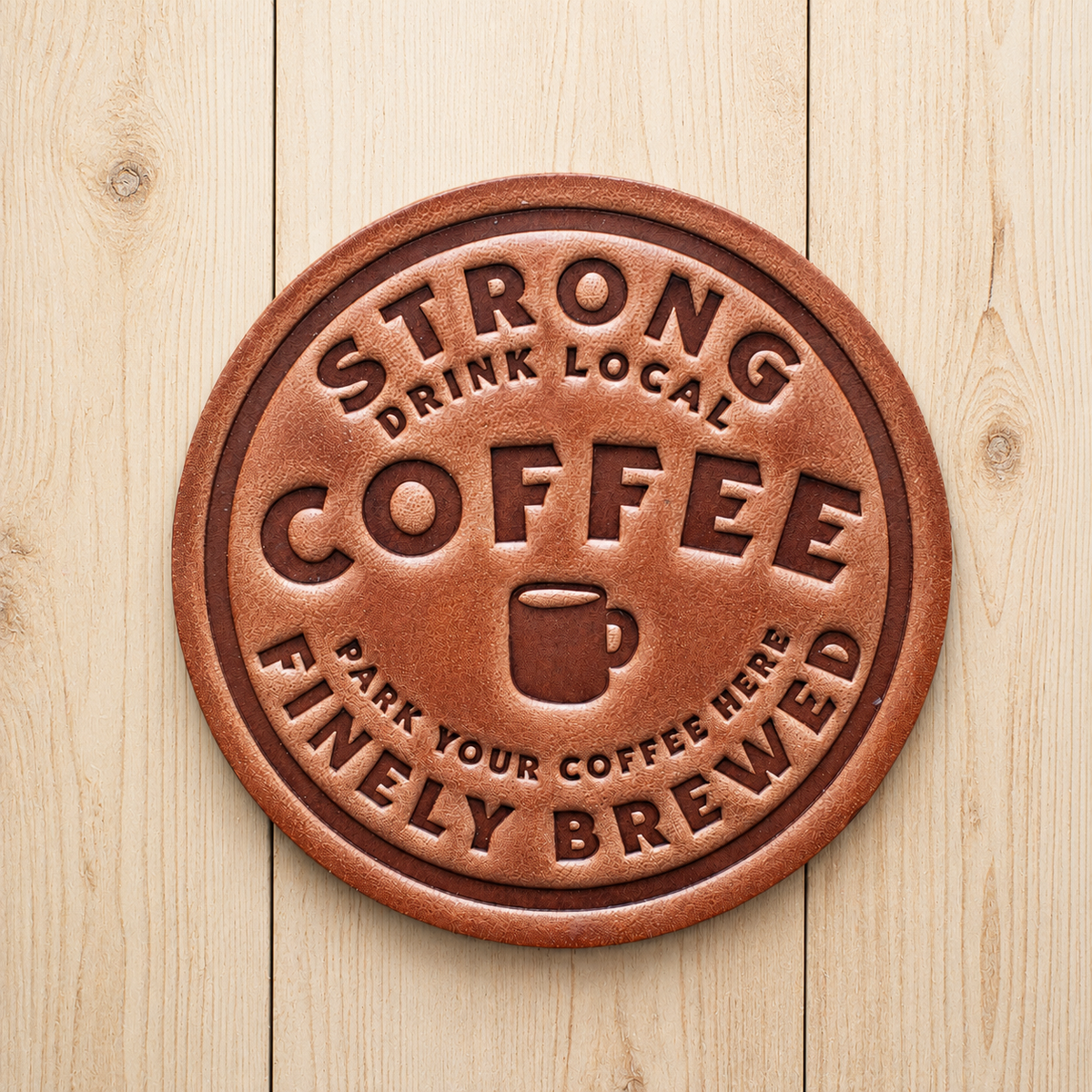Strong Coffee Leather Coaster