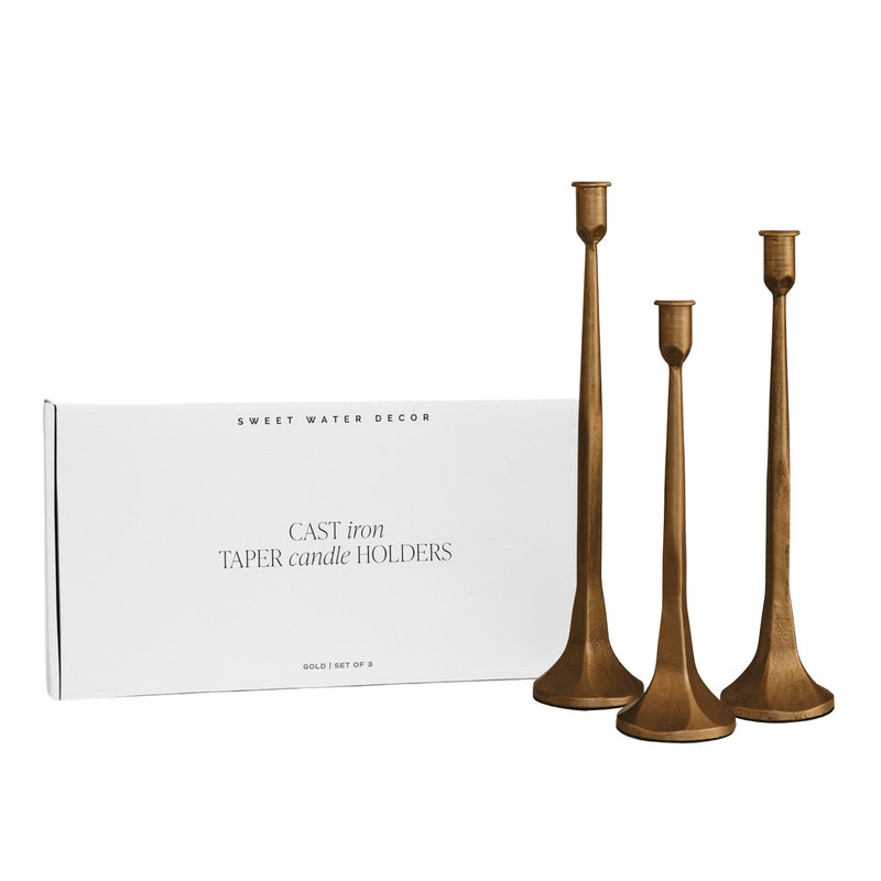 Gold Cast Iron Taper Candle Holders