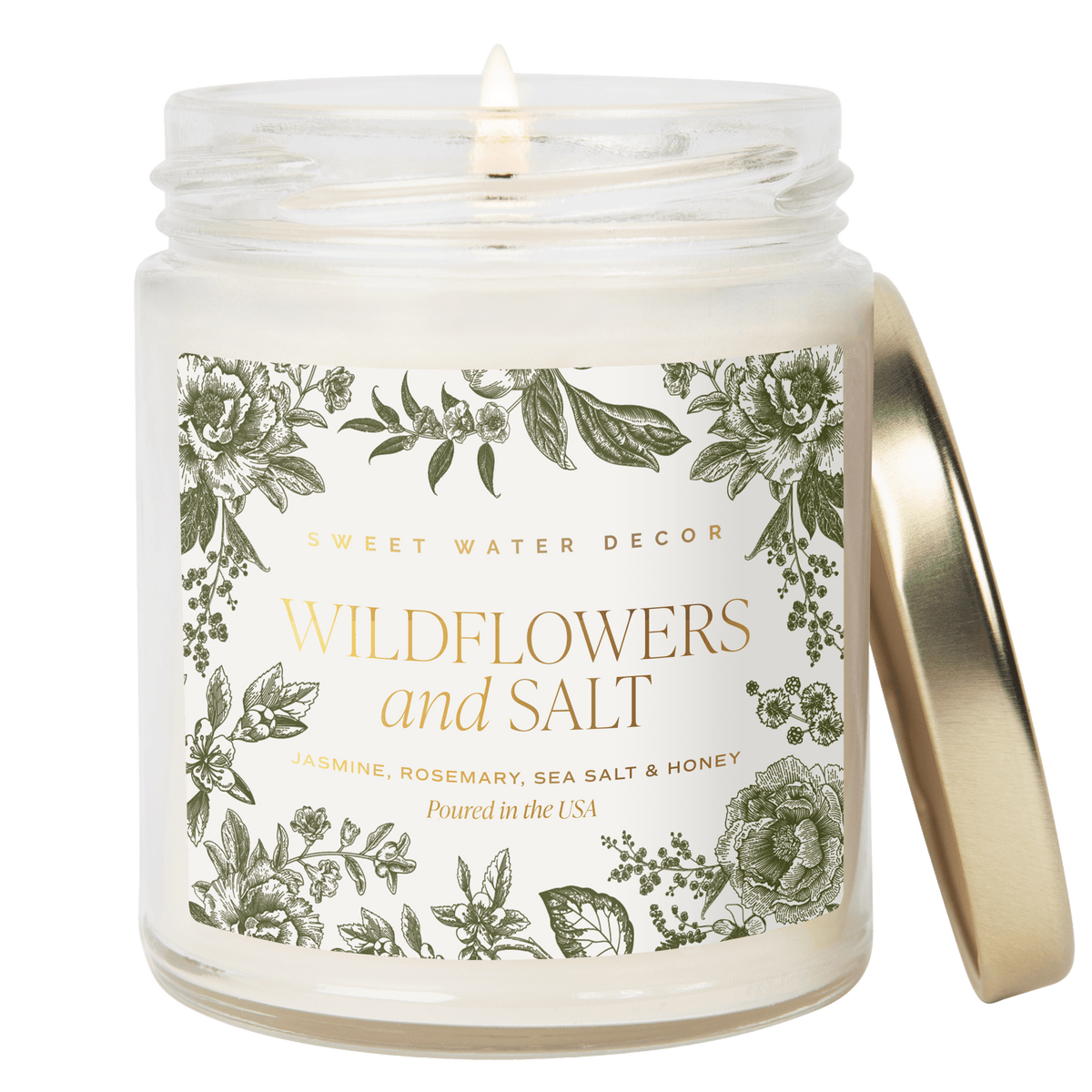 Wildflowers + Salt Green Delft Candle