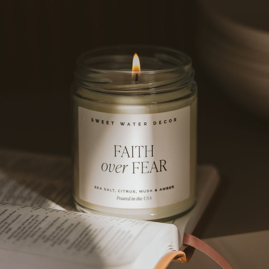 Faith Over Fear Soy Candle | Clear Jar
