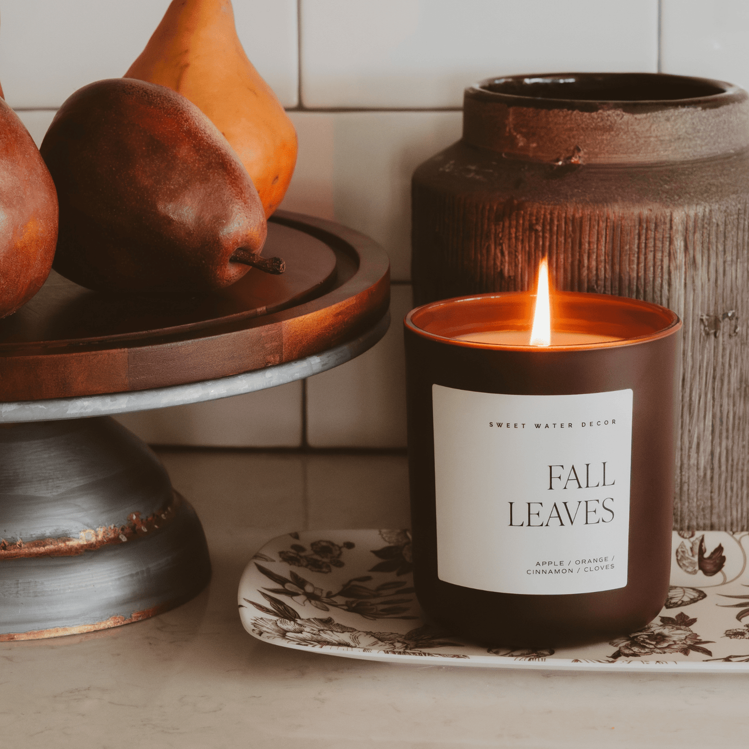 Fall Leaves Soy Candle | Brown Matte Jar
