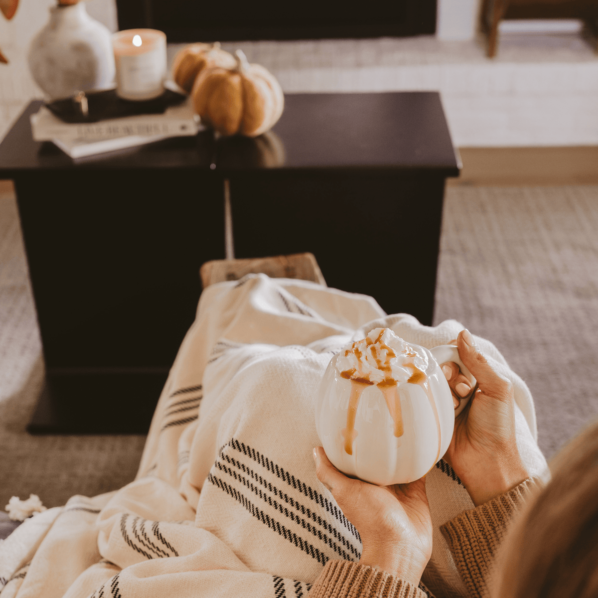 Cream Pumpkin Figural Coffee Mug