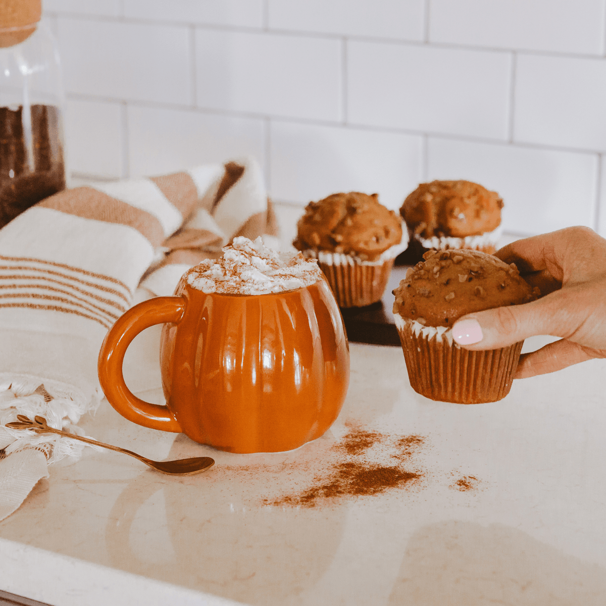 Orange Pumpkin Figural Coffee Mug