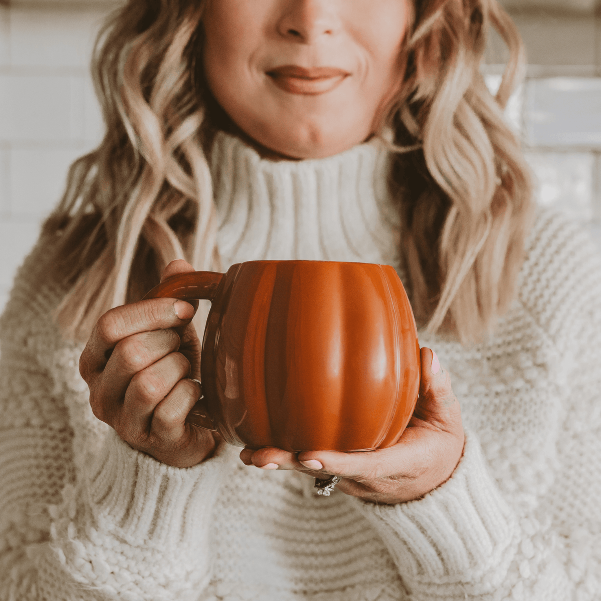 Orange Pumpkin Figural Coffee Mug