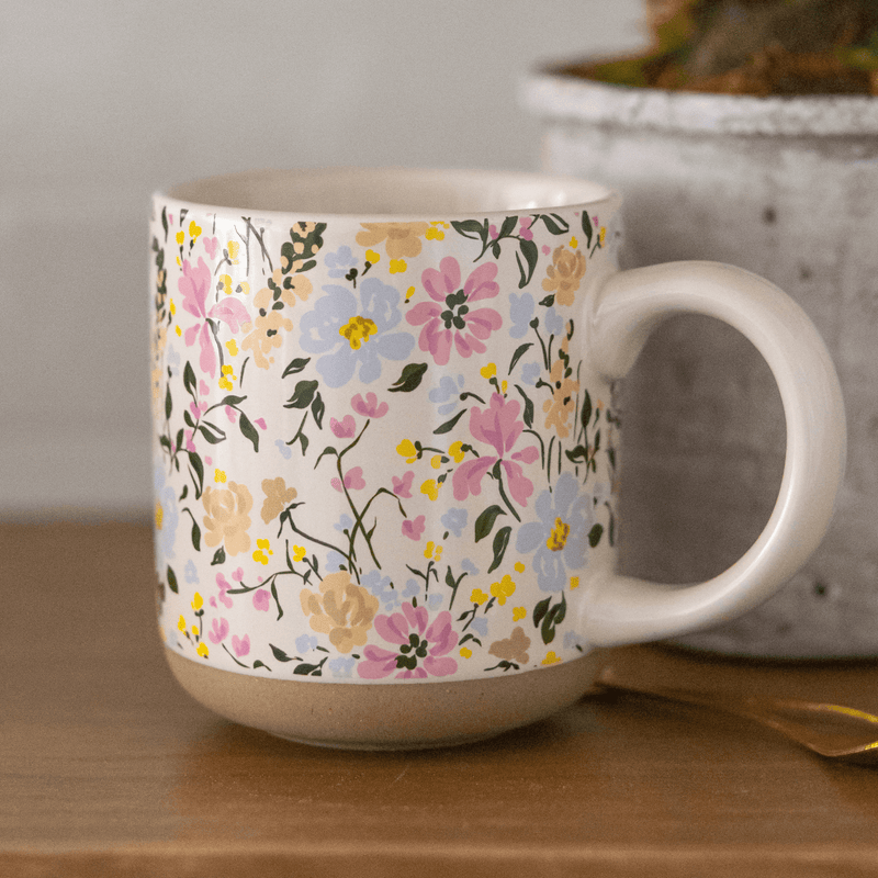 Floral Stoneware Coffee Mug