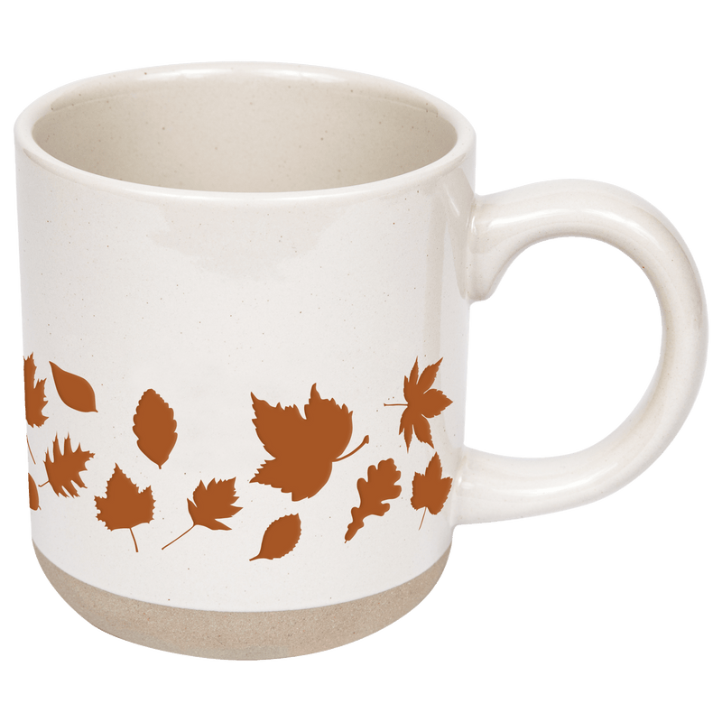 Orange Leaves Cream Stoneware Coffee Mug