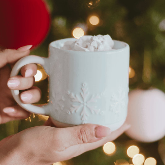 Snowflakes Blue Stoneware Coffee Mug | 14 oz