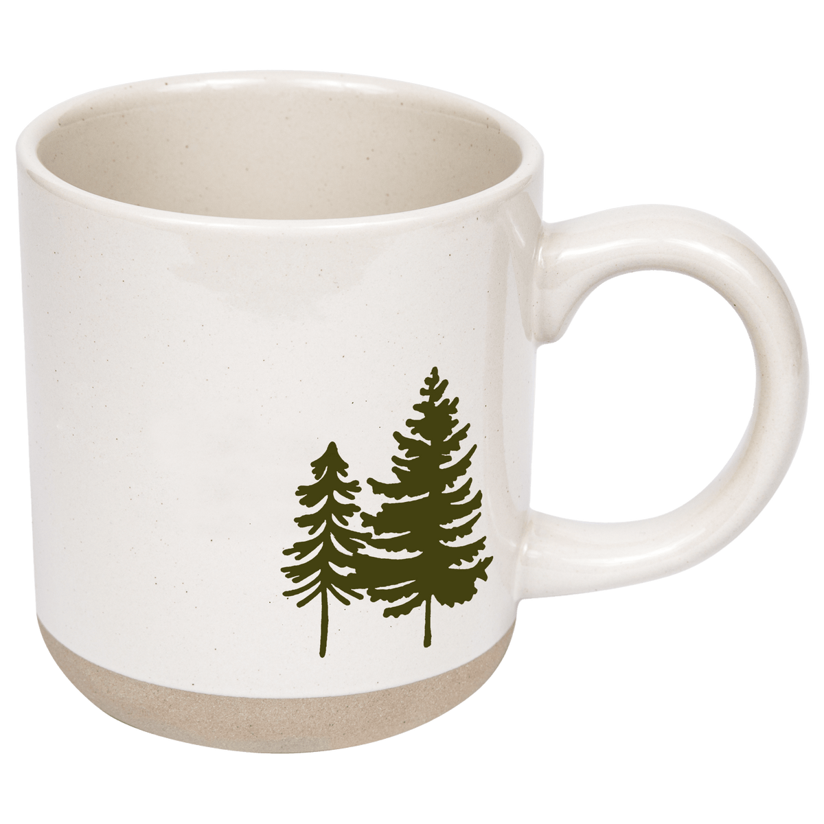 Green Trees Cream Stoneware Coffee Mug | 14 oz