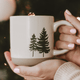 Green Trees Cream Stoneware Coffee Mug | 14 oz