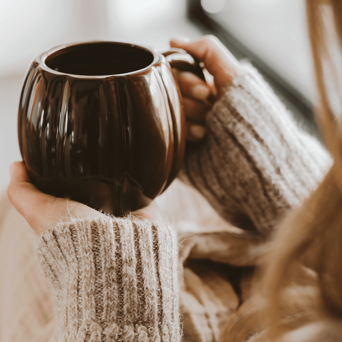 Chocolate Brown Pumpkin Figural Coffee Mug