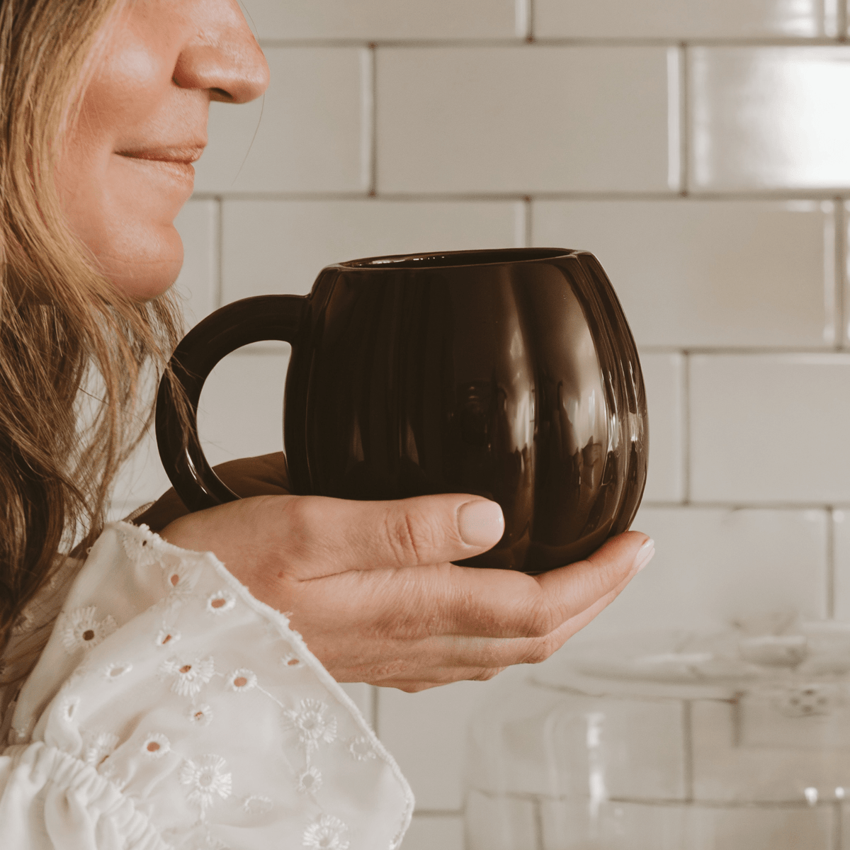 Chocolate Brown Pumpkin Figural Coffee Mug