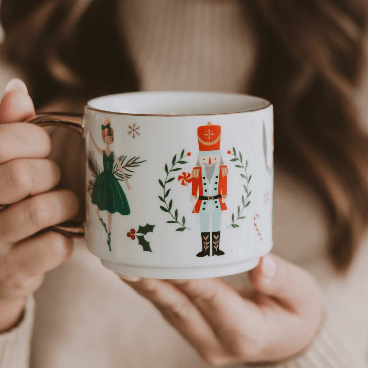 Nutcracker Gold Handle Coffee Mug | 14 oz