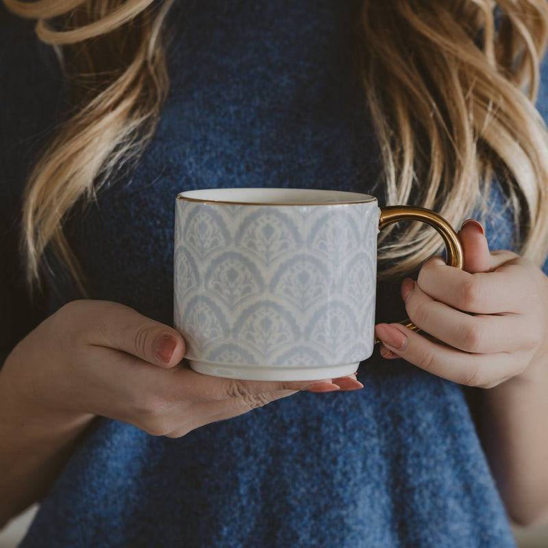 Blue Floral Quilt Coffee Mug