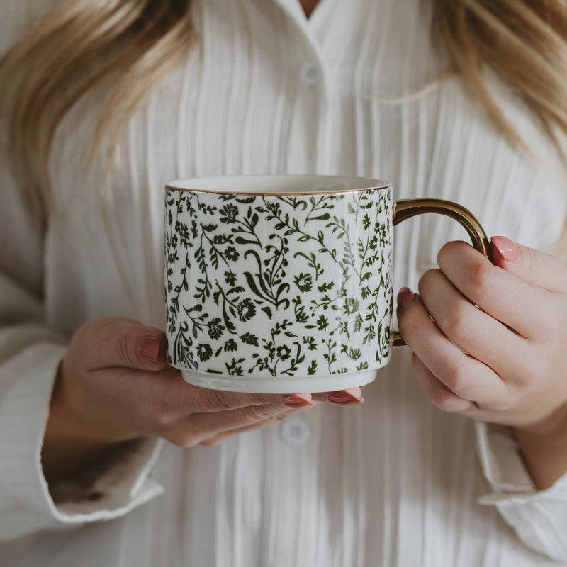 Green Ditsy Floral Coffee Mug