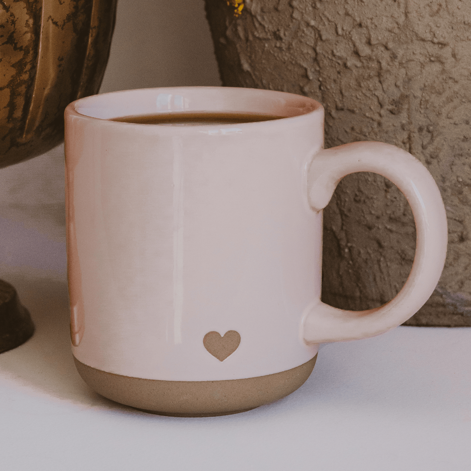 Pink Heart Stoneware Coffee Mug