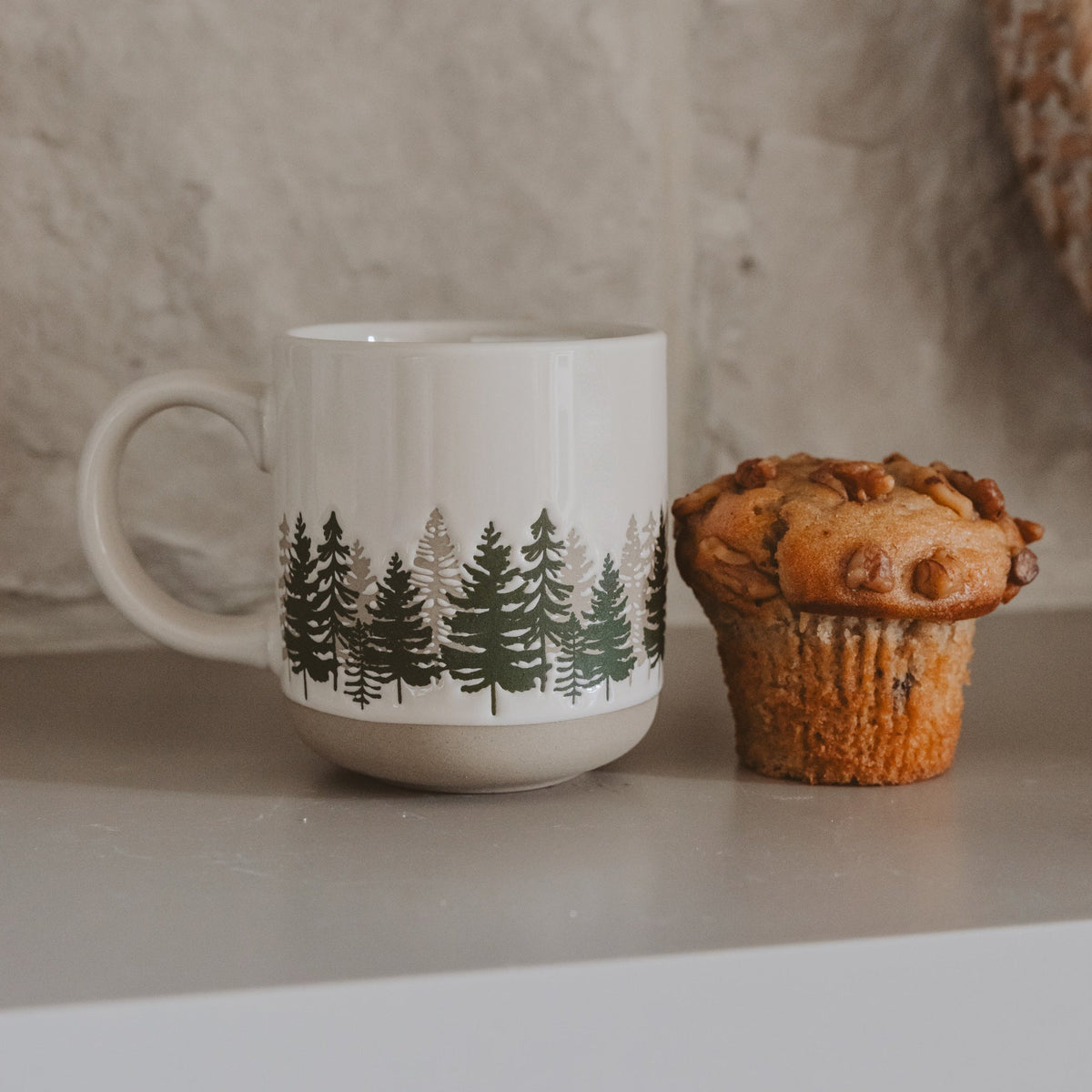 Forest Cream Stoneware Coffee Mug | 14 oz
