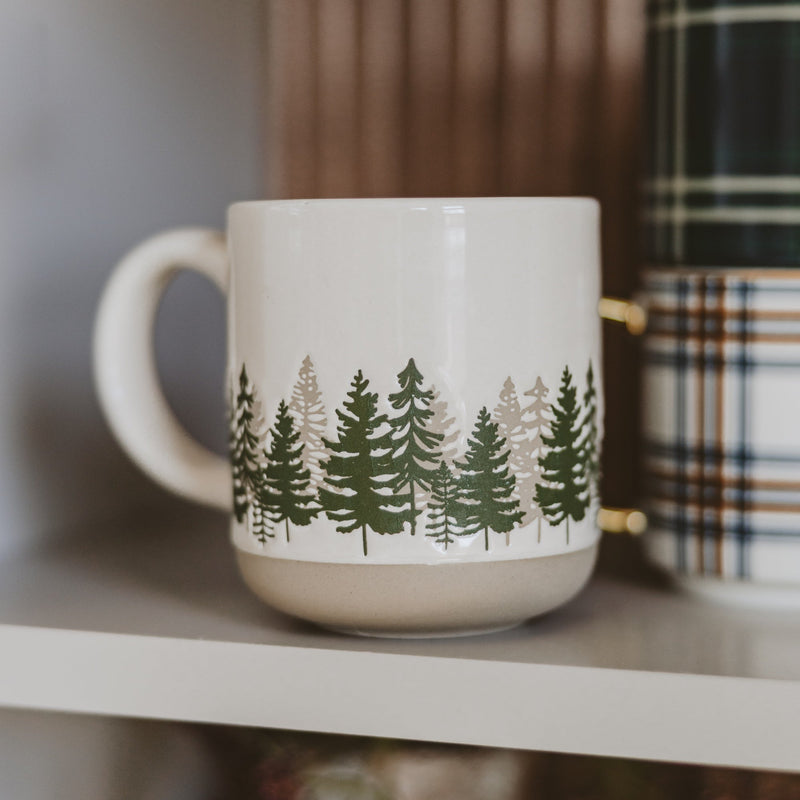 Forest Cream Stoneware Coffee Mug | 14 oz