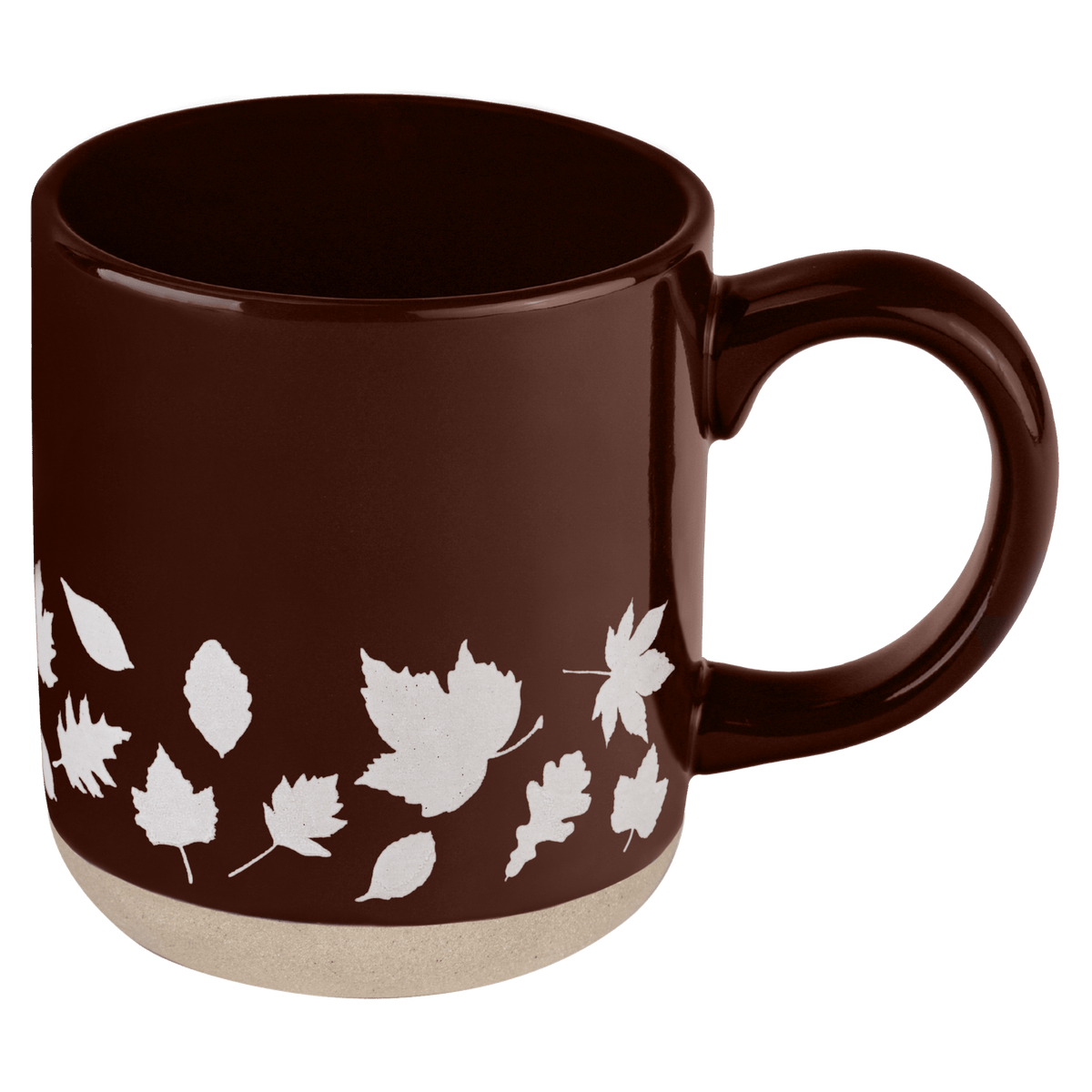 Chocolate Brown Leaves Stoneware Coffee Mug
