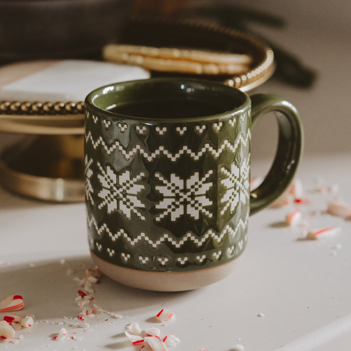 Green Fair Isle Sweater Stoneware Coffee Mug | 14 oz