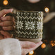 Green Fair Isle Sweater Stoneware Coffee Mug | 14 oz