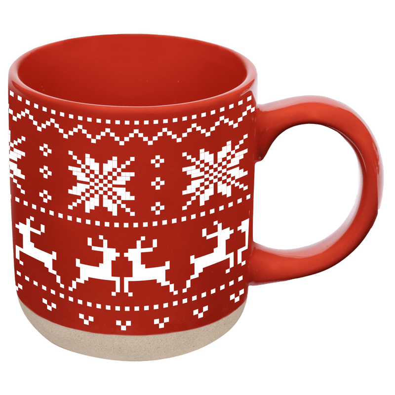 Red Fair Isle Sweater Stoneware Coffee Mug | 14 oz
