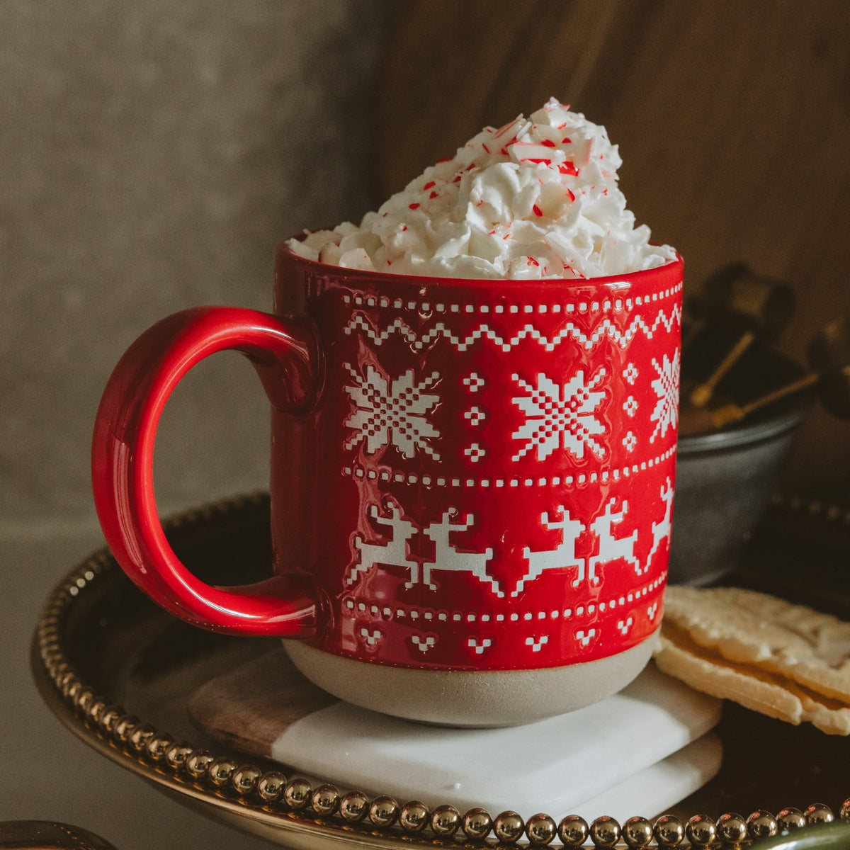 Red Fair Isle Sweater Stoneware Coffee Mug | 14 oz