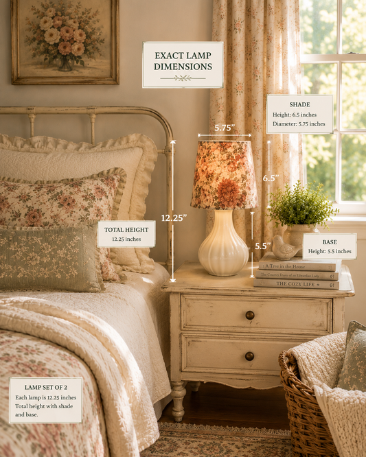 Vintage Floral Accent Lamps - Set of 2