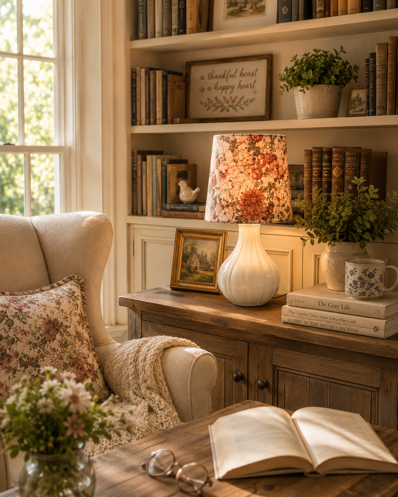 Vintage Floral Accent Lamps - Set of 2
