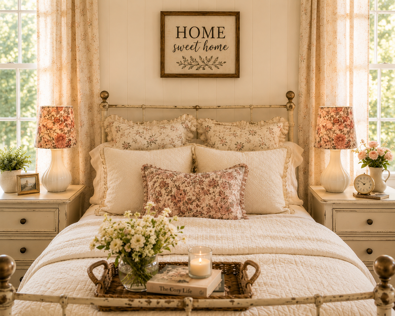 Vintage Floral Accent Lamps - Set of 2